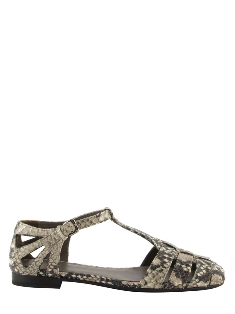 Church's Rainbow T-bar Sandal Python Print Stone - Beige/black