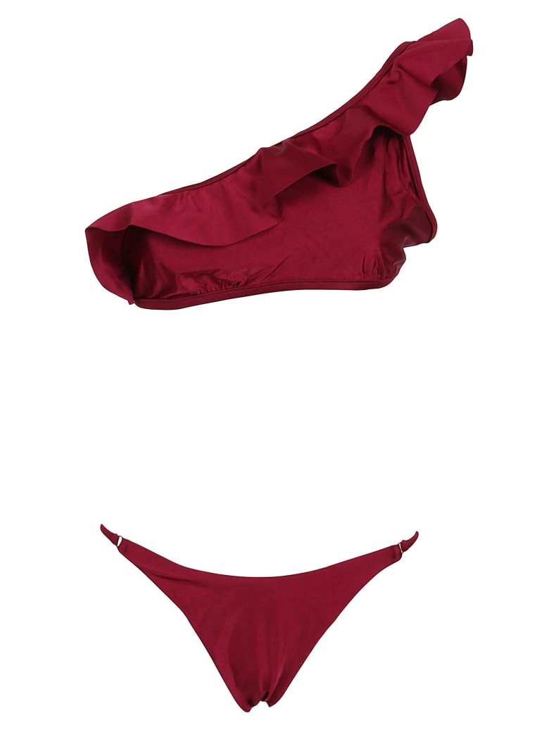 Zimmermann Poppy 1 Shoulder Frill Bikini - Rosso