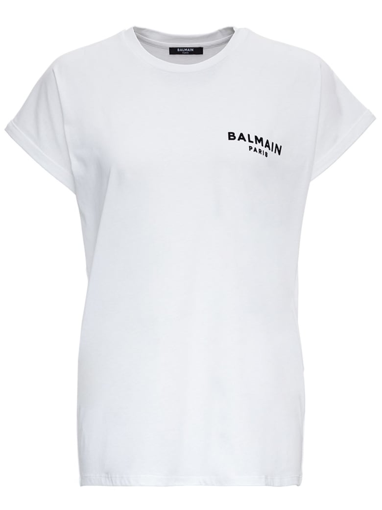 Balmain Jersey Tee With Logo - White/black