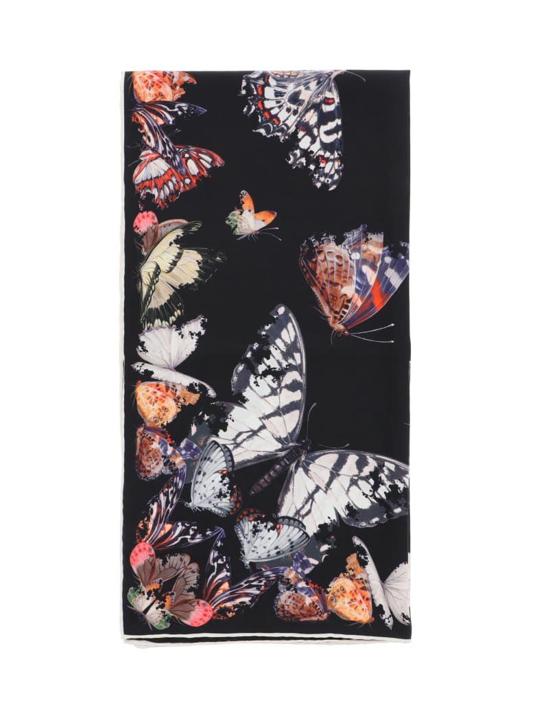 Alexander McQueen Butterfly Decay Silk Scarf - BLACK