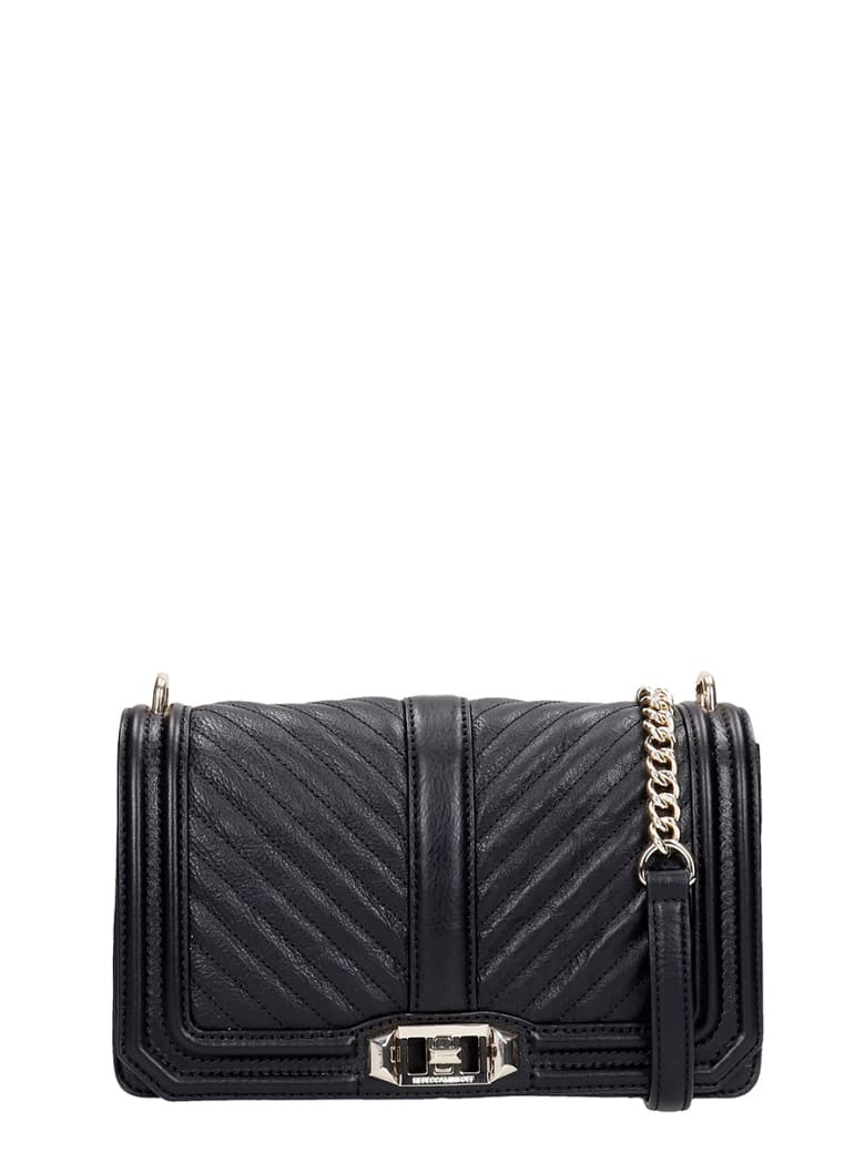 Rebecca Minkoff Chevron Qulted Shoulder Bag In Black Leather - black