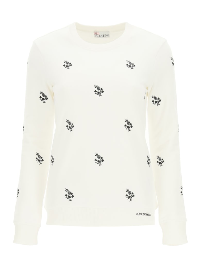 RED Valentino Sweatshirt With Clover Embroidery - WHITE