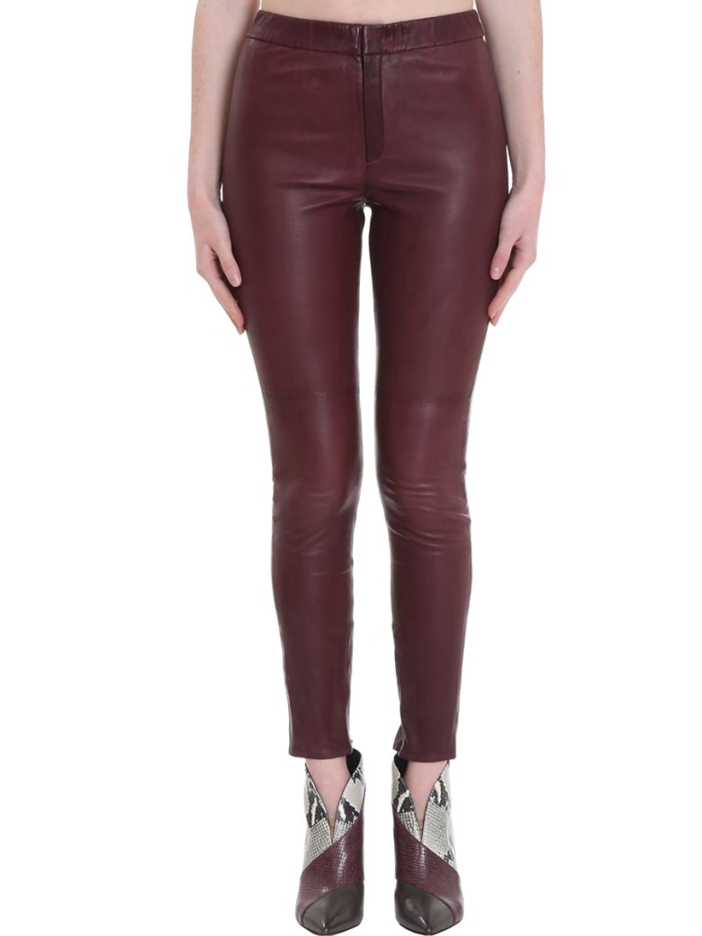 bordeaux leather pants