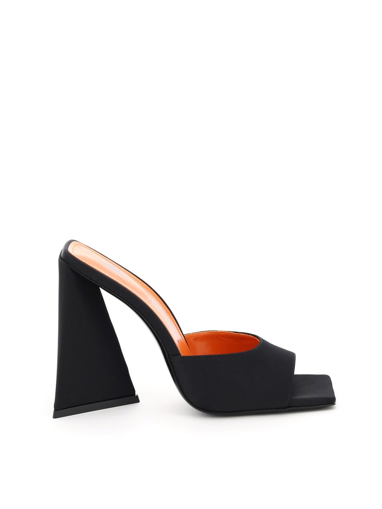 The Attico Devon Satin Mules - BLACK (Black)