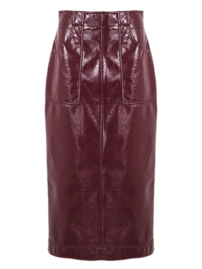 Philosophy di Lorenzo Serafini Bordeaux Faux Patent Leather Longuette Skirt - Bordeaux