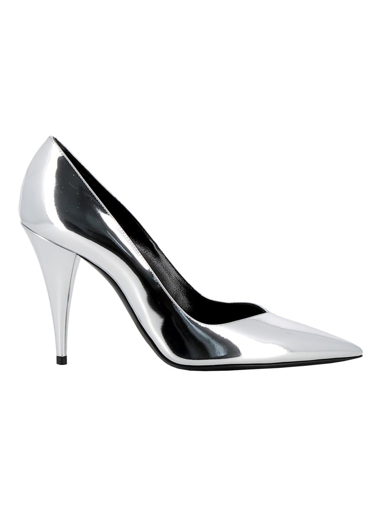 silver saint laurent heels