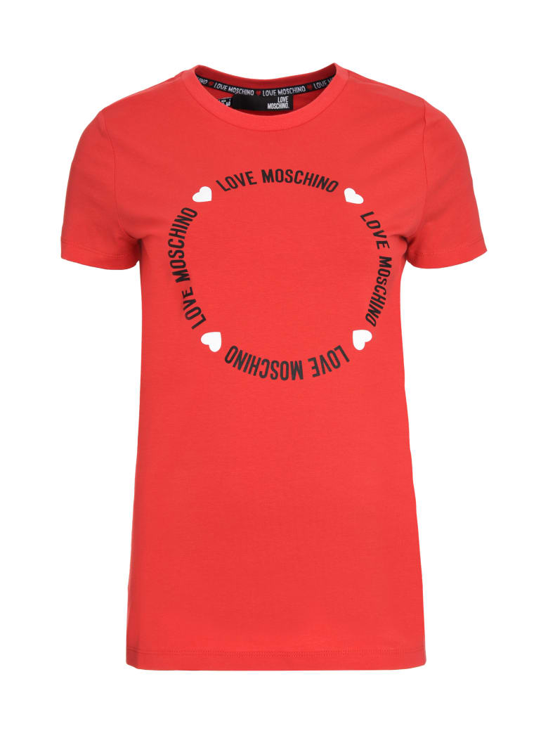 Love Moschino Logo Print Cotton T-shirt - red