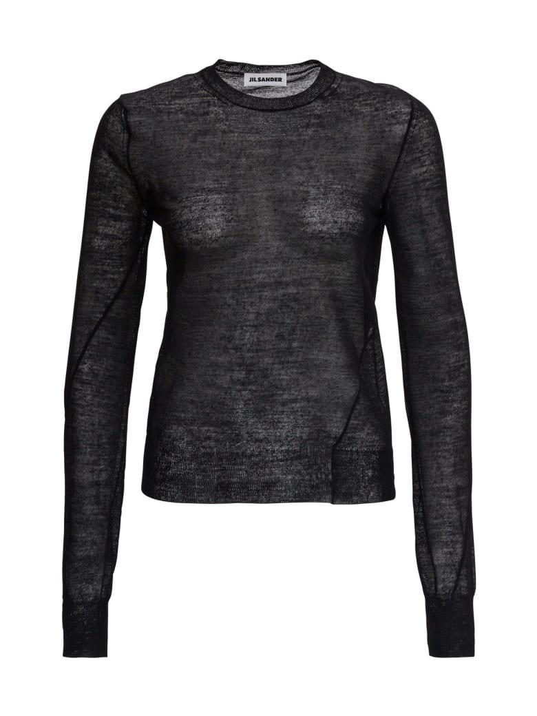 Jil Sander Wool Fitted Black Sweater - Black