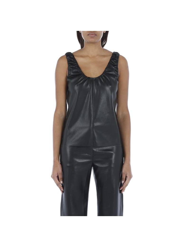 Nanushka Yael Vegan Leather Tank Top - BLACK