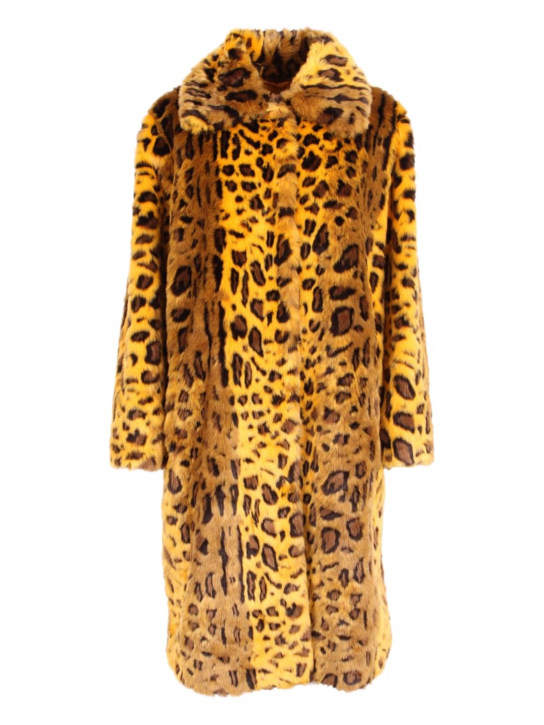 STAND STUDIO 'maxine' Modacrylic Coat - Yellow Leo