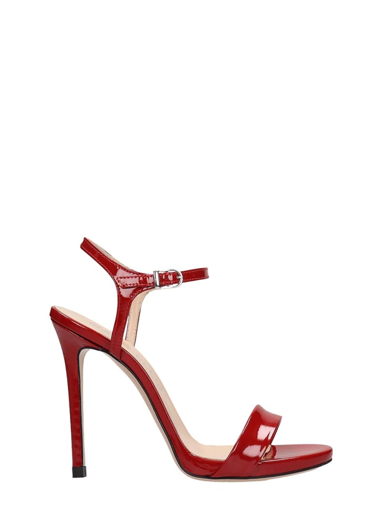 red patent leather sandals