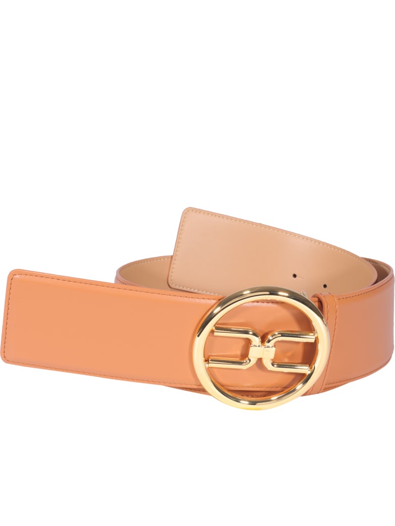 Elisabetta Franchi Logo Buckle Belt - Cuoio