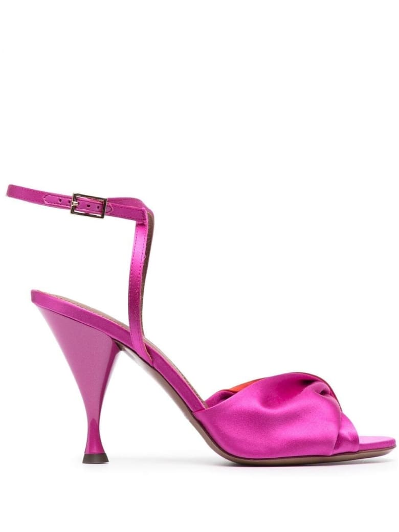 L'Autre Chose Bicolor Satin Sandals - Fuxia