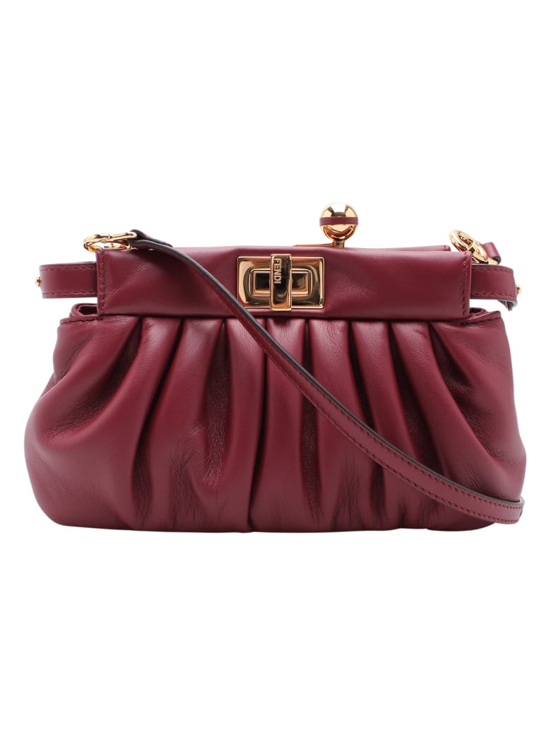 Fendi 'peekaboo Click' Leather Clutch - Barolo