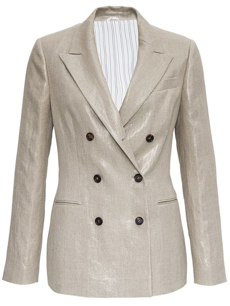 Brunello Cucinelli Double-breasted Linen Blazer - Beige