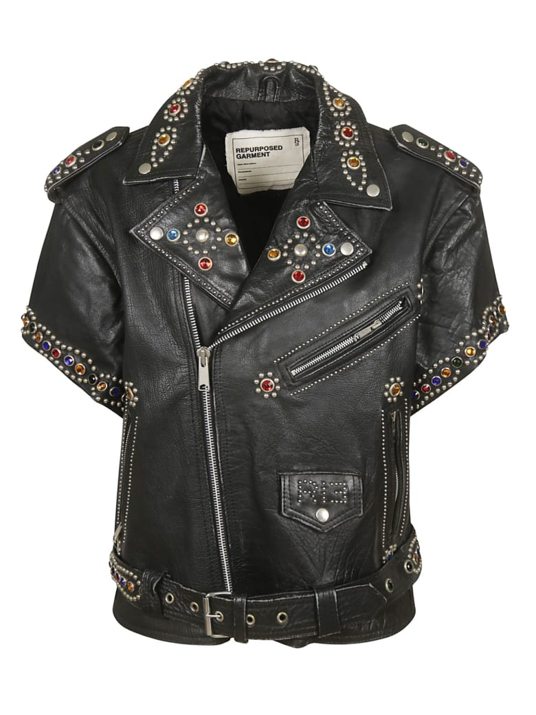 short sleeve leather jacket