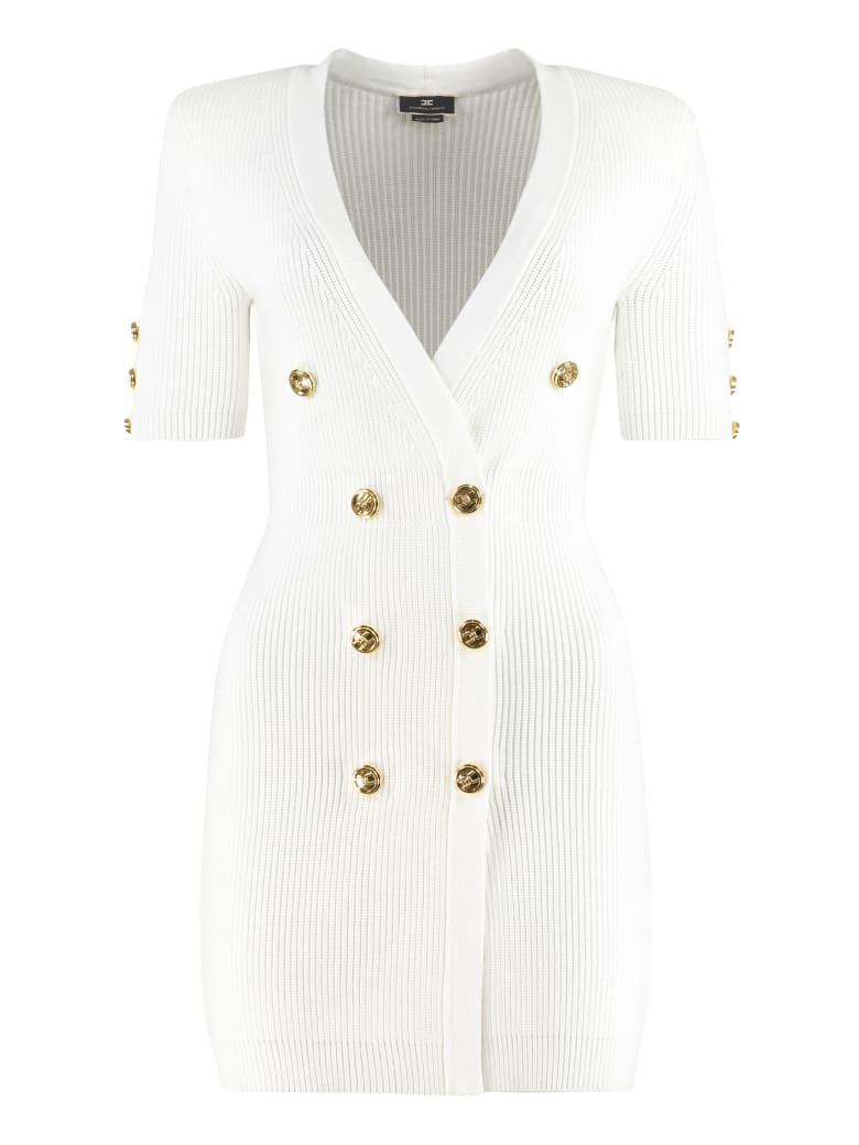 Elisabetta Franchi Ribbed Knit Dress - White