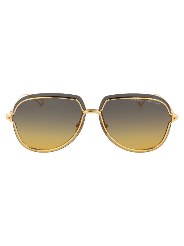 Dita Nightbird - Three Sunglasses - WHITE GOLD W/ GREY TO AMBER GRADIENT - AR
