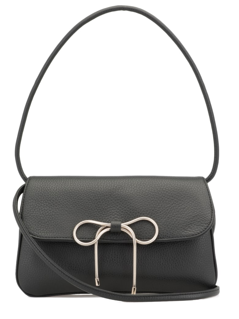 RED Valentino Pebbled Leather Shoulder Bag - Black