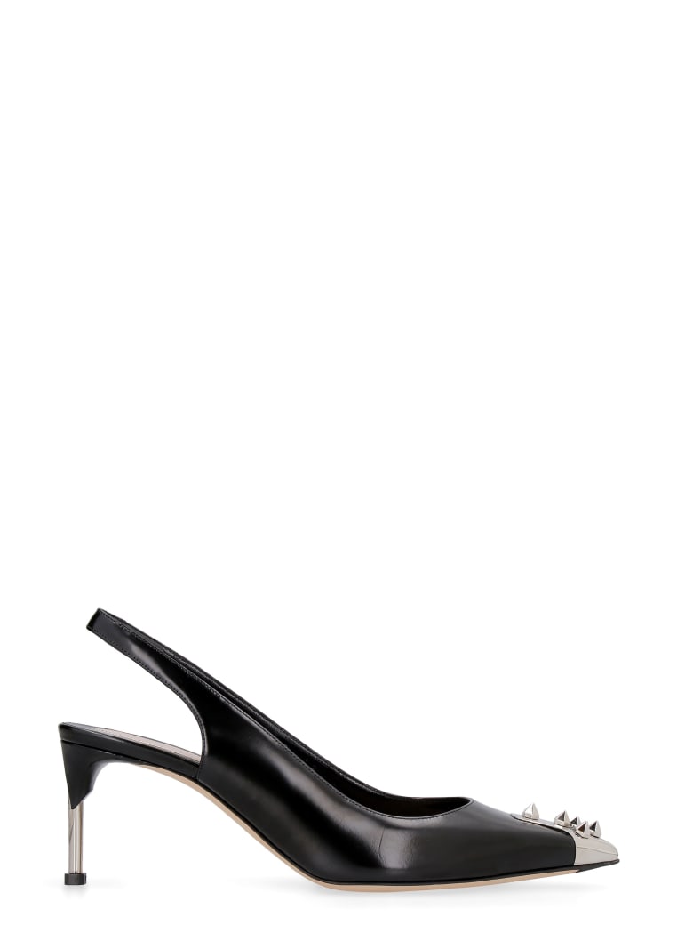 Alexander McQueen Leather Pointy-toe Slingback - black
