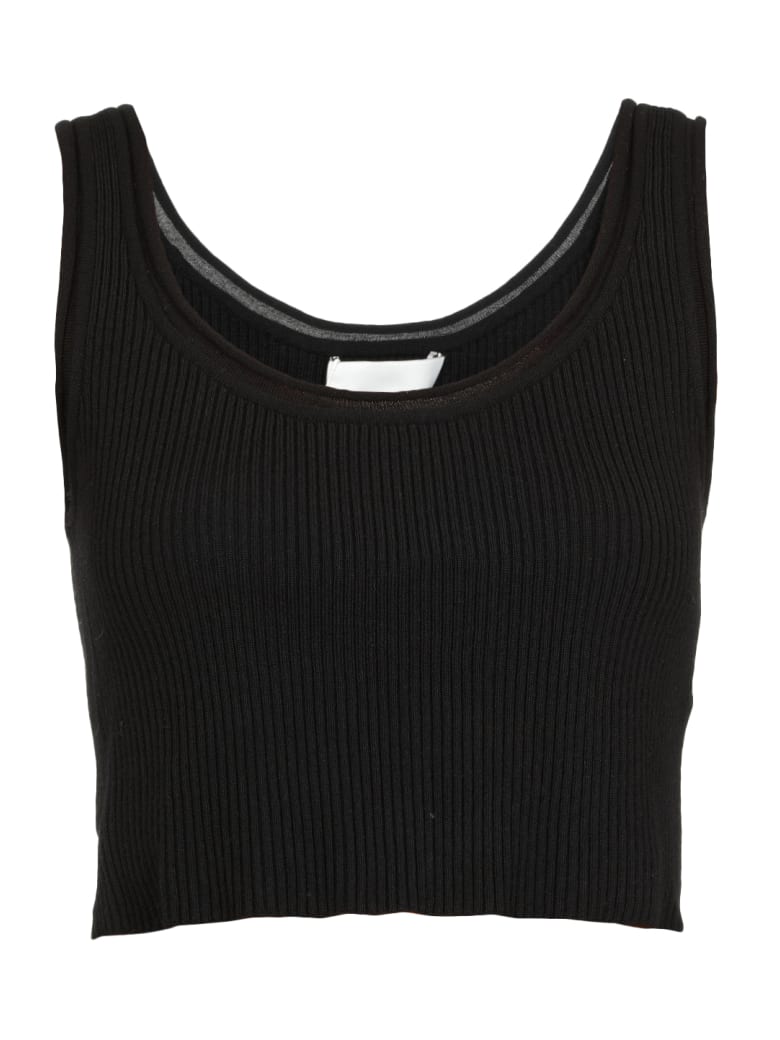 3.1 Phillip Lim Merino Wool Cropped Top - BLACK