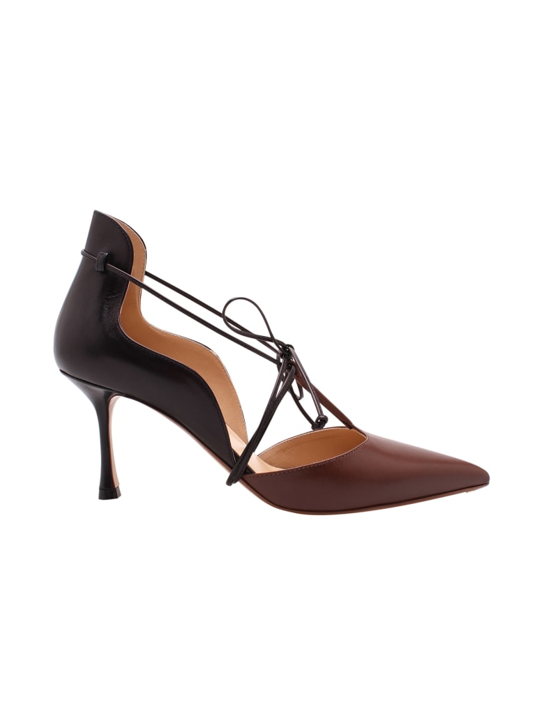 Francesco Russo Leather Pumps - Brown + Black