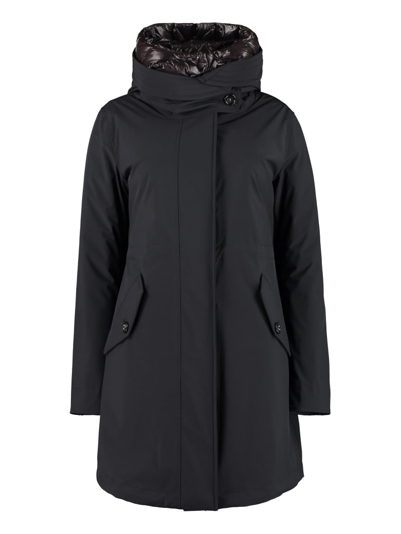 Woolrich Military Technical Fabric Parka With Internal Removable Down Jacket - Nero