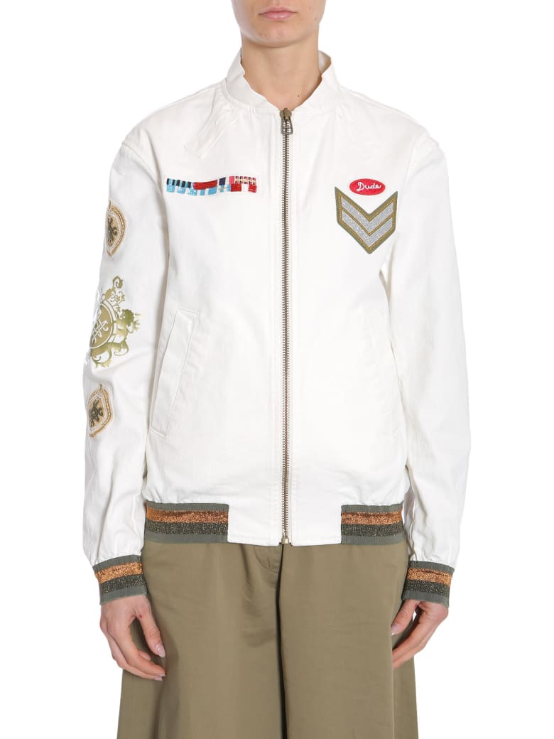 Mr & Mrs Italy Denim Bomber Jacket - BIANCO