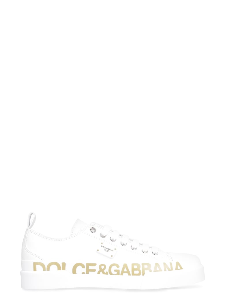 Dolce & Gabbana Portofino Leather Sneakers - White