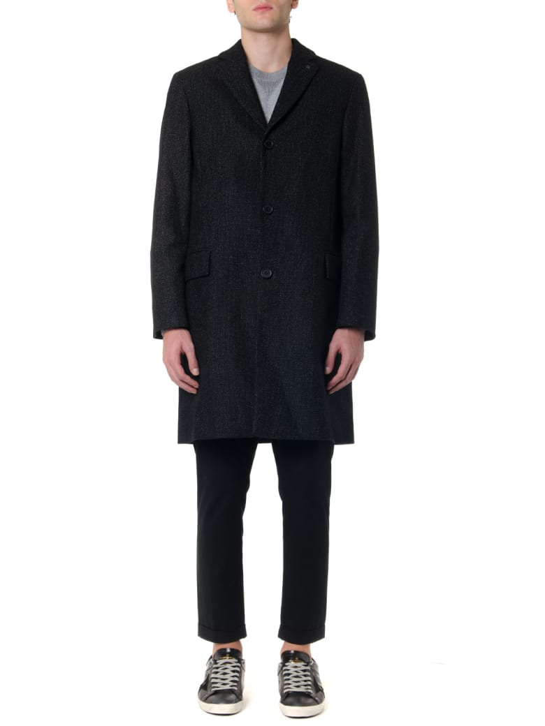calvin klein black wool coat
