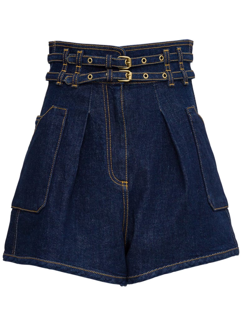 Philosophy di Lorenzo Serafini High Waisted Shorts With Double Belt - Blu