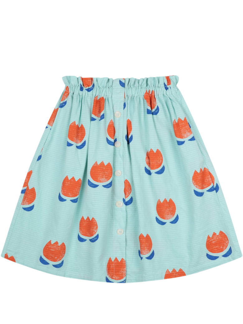 Bobo Choses Green Skirt For Girl With Flowers - Green
