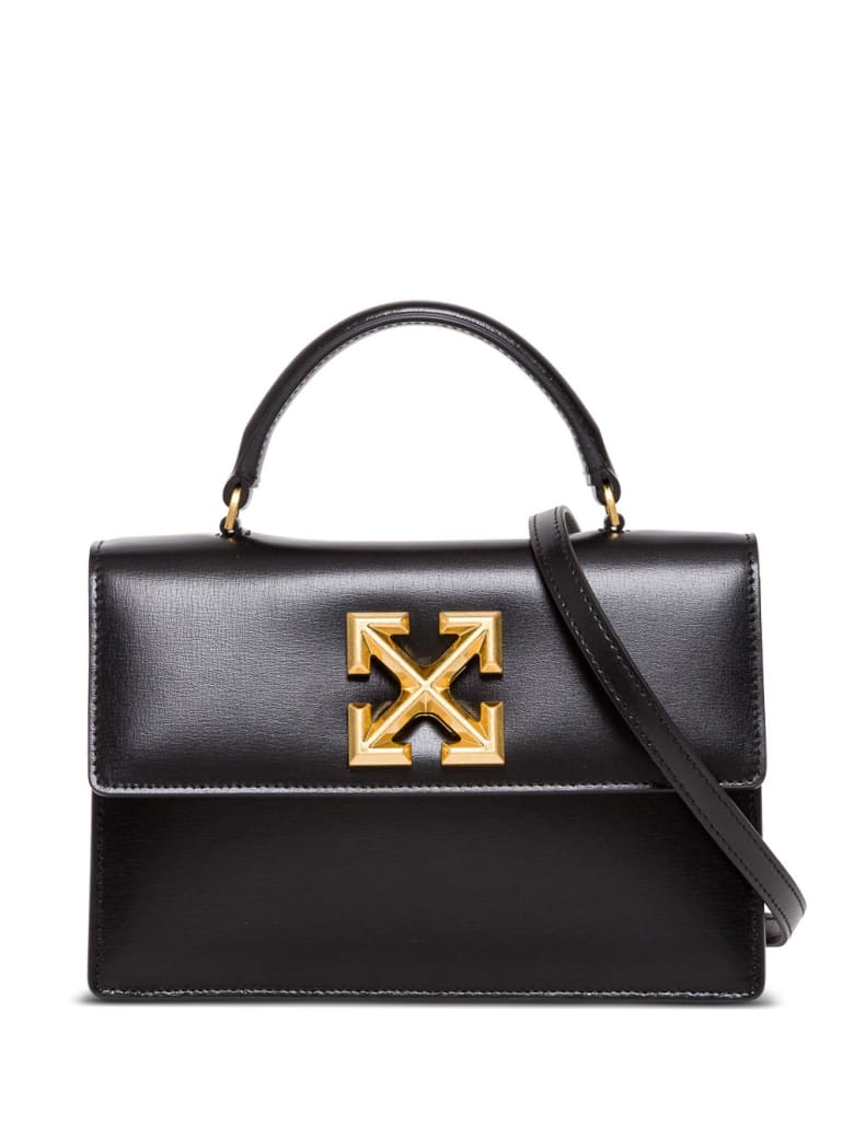 Off-White Twist Jitney 1.4 Crossbody Bag In Black Leather - Black