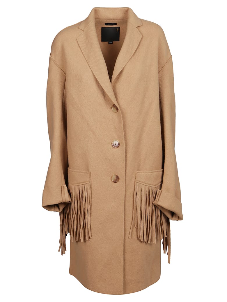 R13 Cappotto Fringe Raw Cut - Camel