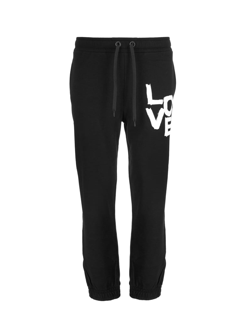 Burberry Camilo - Love Print Cotton Jogging Pants - Black