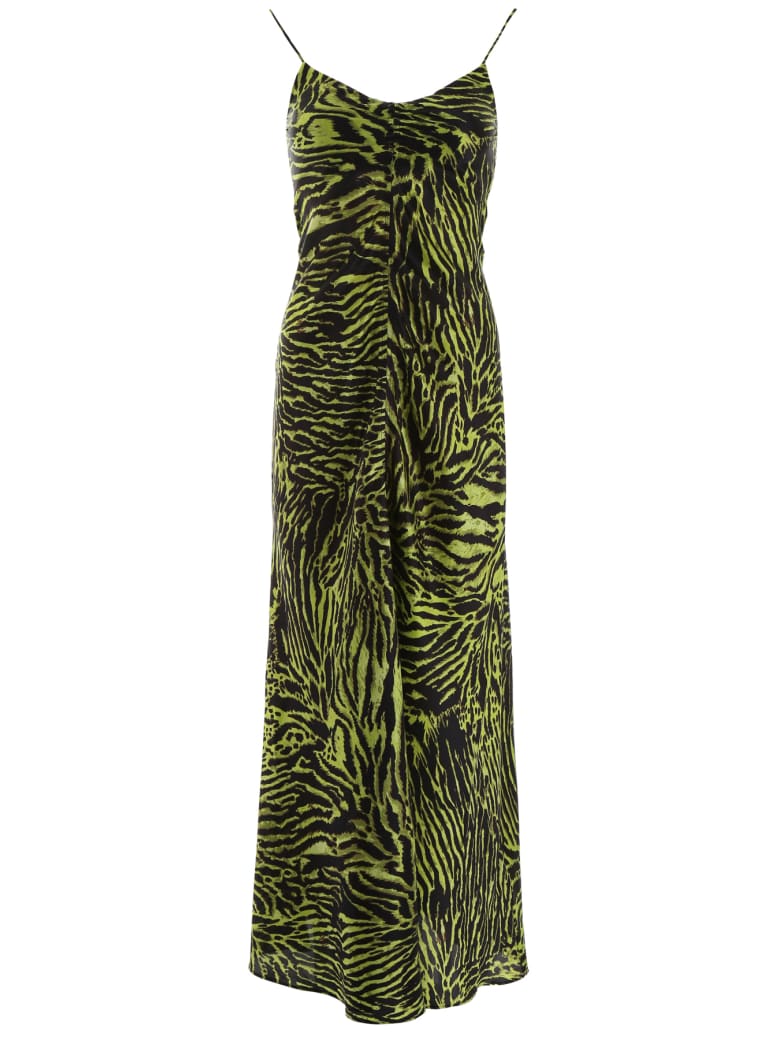 green and black zebra print dress