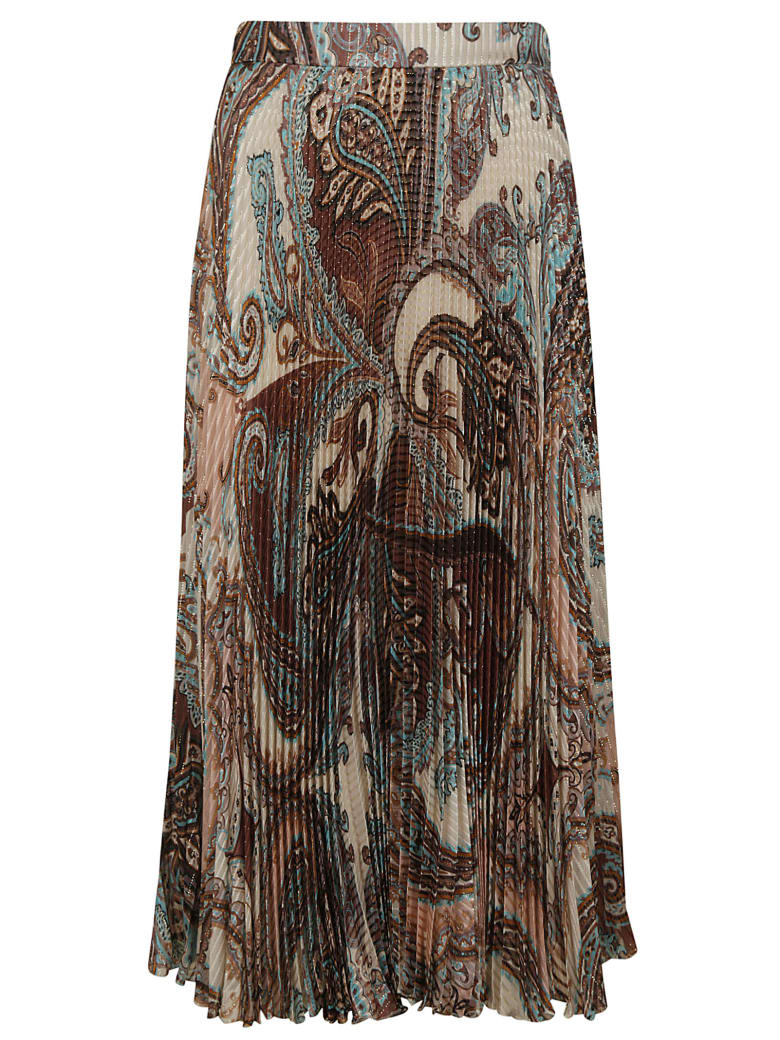 Blumarine Pleated Printed Skirt - Multicolor