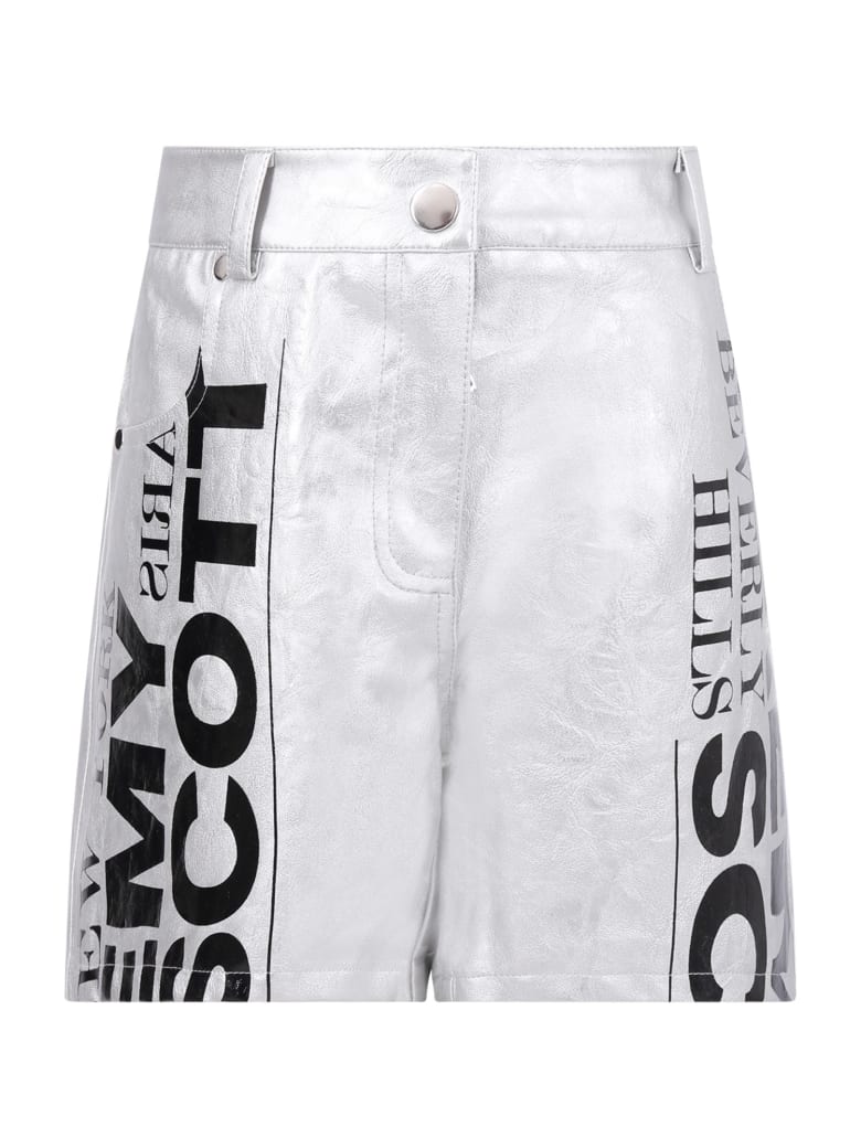 Jeremy Scott Silver Shorts For Girl With Logo - Silver