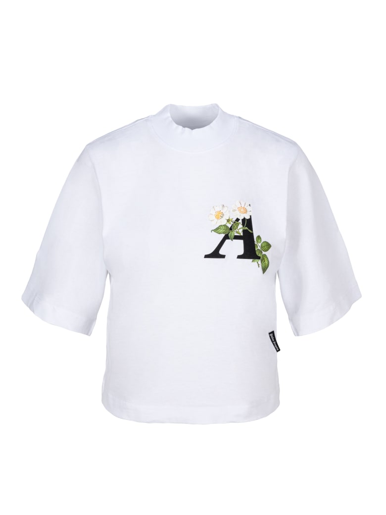 Palm Angels Daisy Logo Cropped T-shirt - Bianco