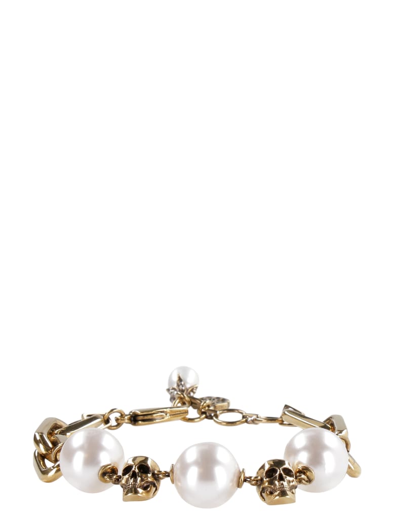 Alexander McQueen Chain Bracelet With Pearls - Gold