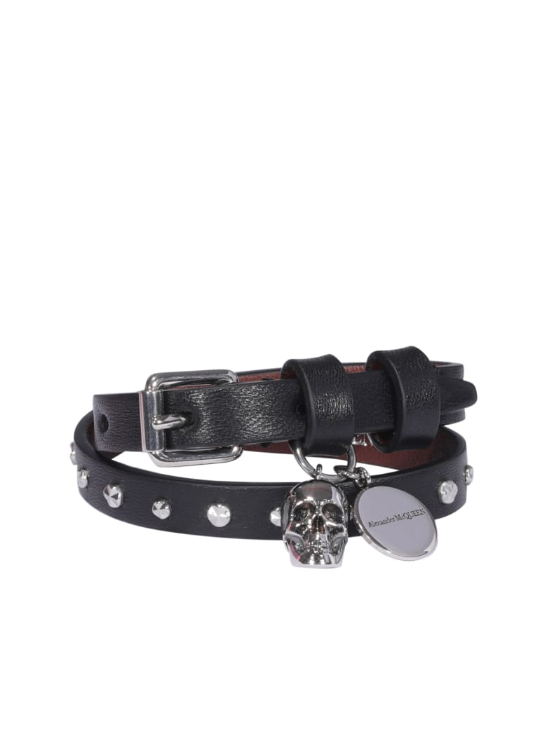 Alexander McQueen Double Wrap Skull Bracelet - Nero