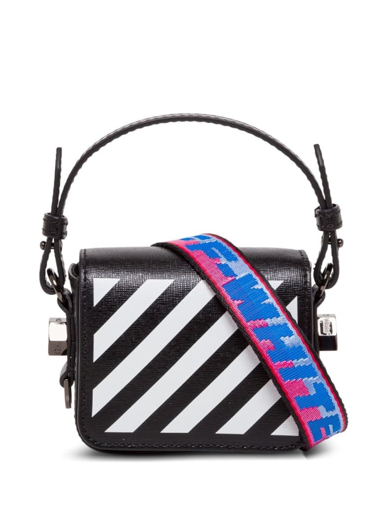 Off-White Diagonal Leather Crossbody Bag - Black