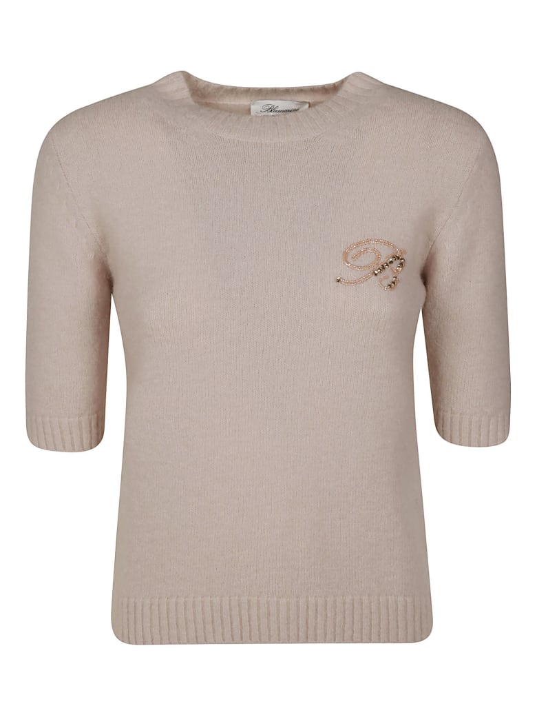 Blumarine Embellished Cropped Jumper - Pink