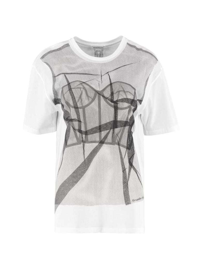 Alexander McQueen Printed Cotton T-shirt - White