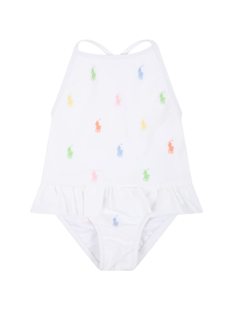 Ralph Lauren White Swimsuit For Babygirl - White