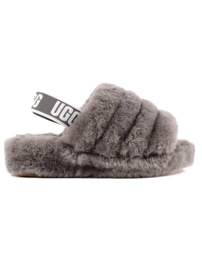 grey ugg sliders