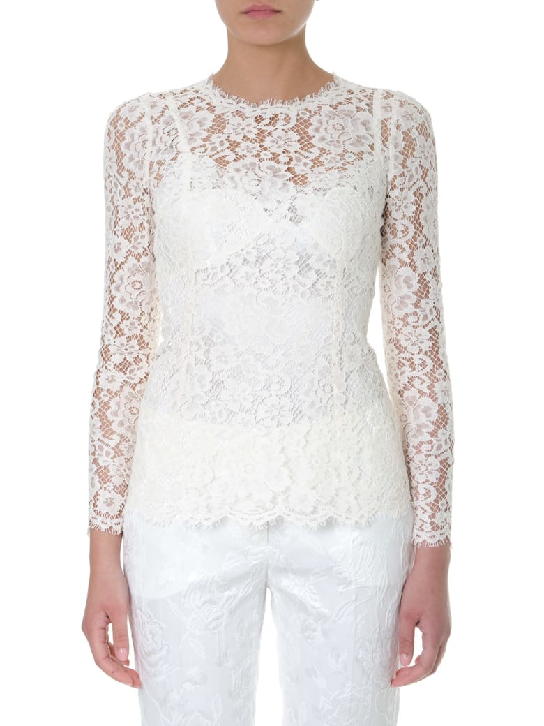 Dolce & Gabbana Dolce & Gabbana White Silk Lace Top - White - 10964450 ...