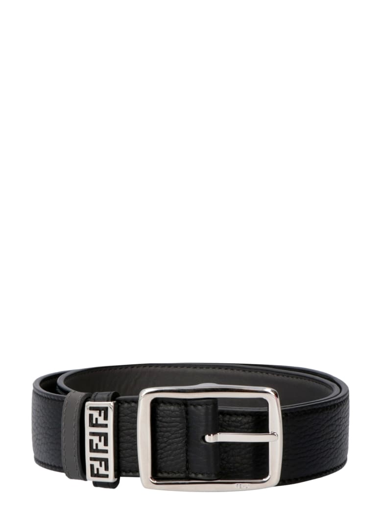 Fendi Reversible Leather Belt - black