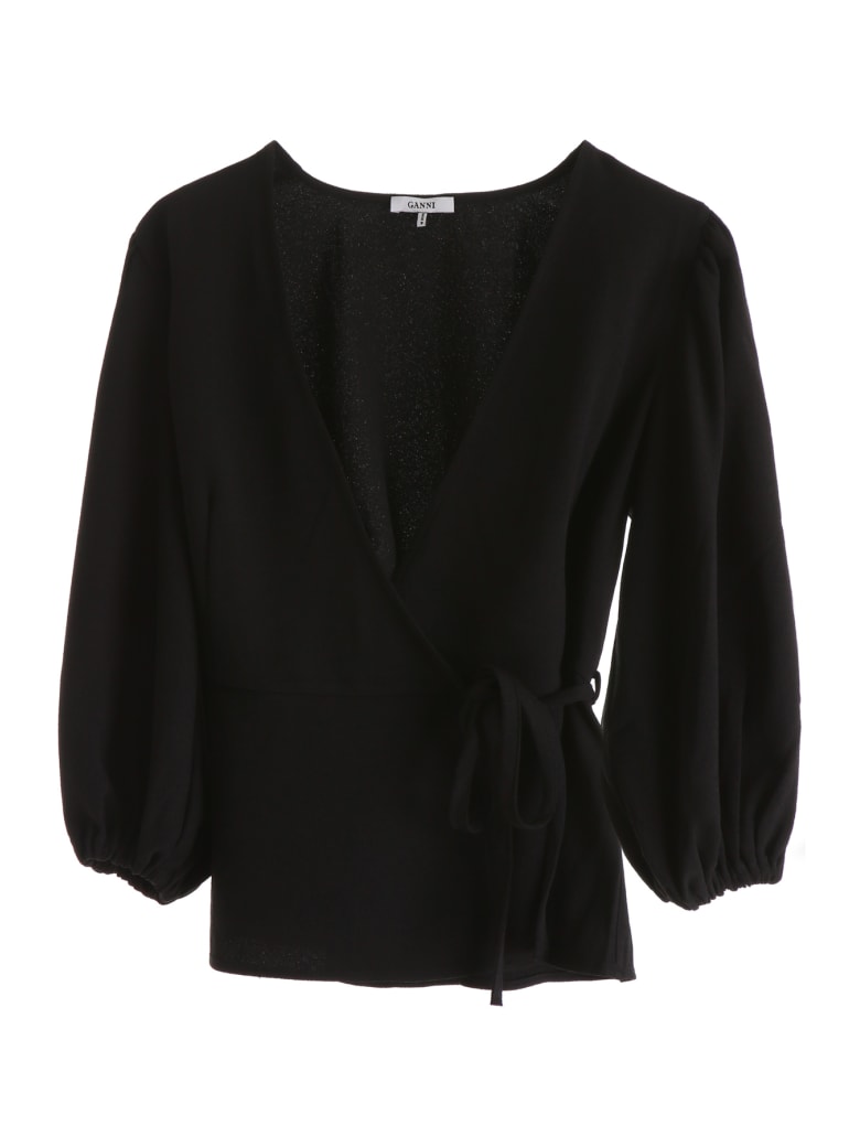 Ganni Ganni Wrap Blouse - BLACK (Black) - 10969929 | italist