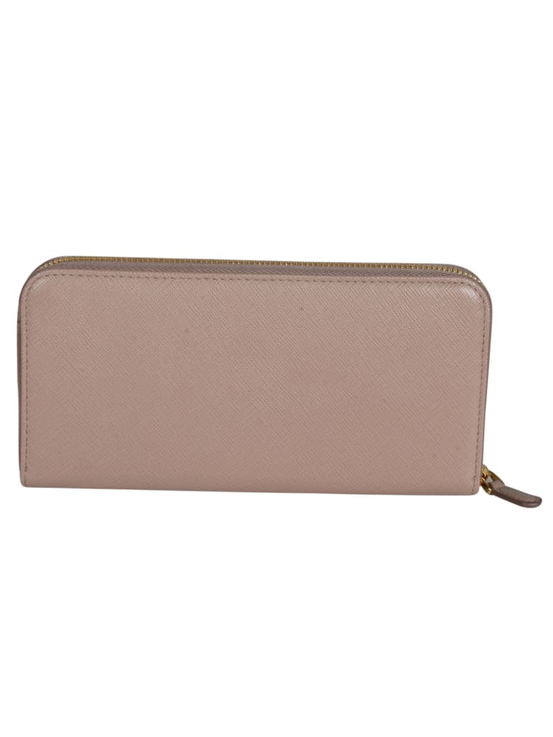 Prada Saffiano Metal Plaque Zip-around Wallet